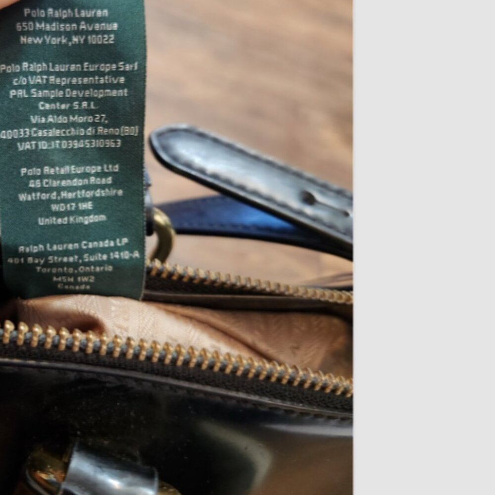 LRL RALPH LAUREN GLAZED LEATHER SATCHEL HAND BAG with GOLD Logo HARDWARE - Picture 15 of 16